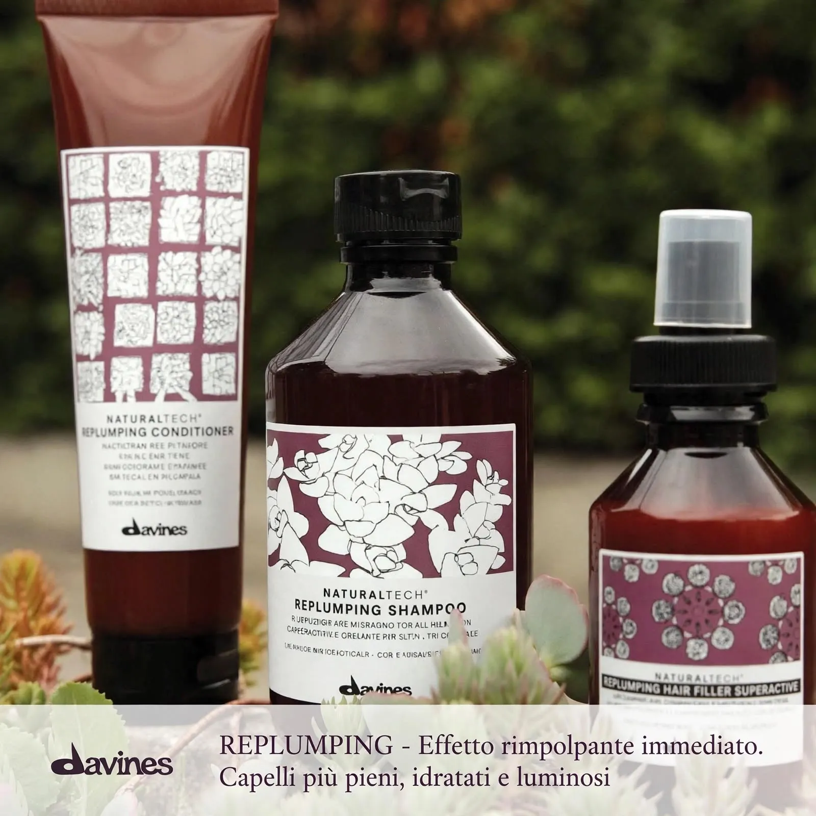 Davines Naturaltech Replumping Conditioner, Shampoo e Hair Filler Superactive